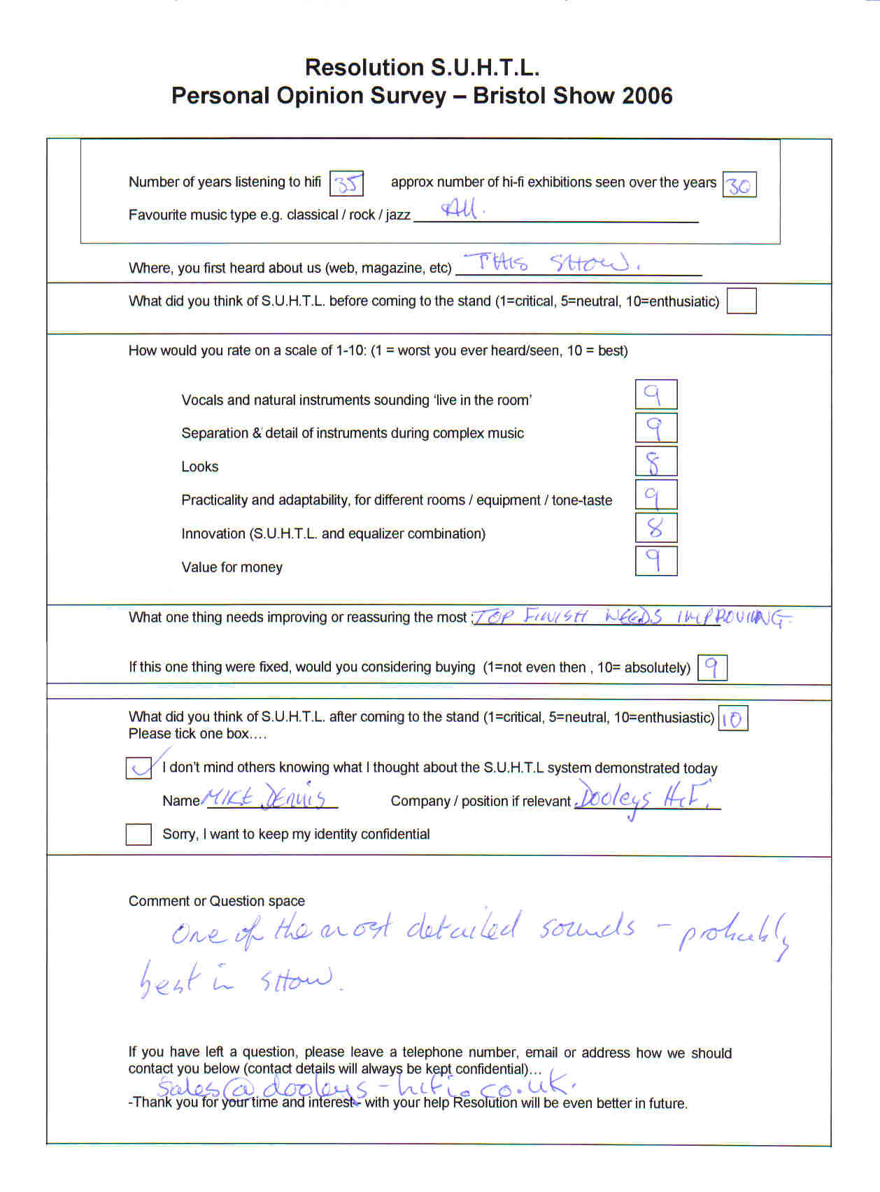 9,9,8,9,8,9 mature audiophile and Dealer 